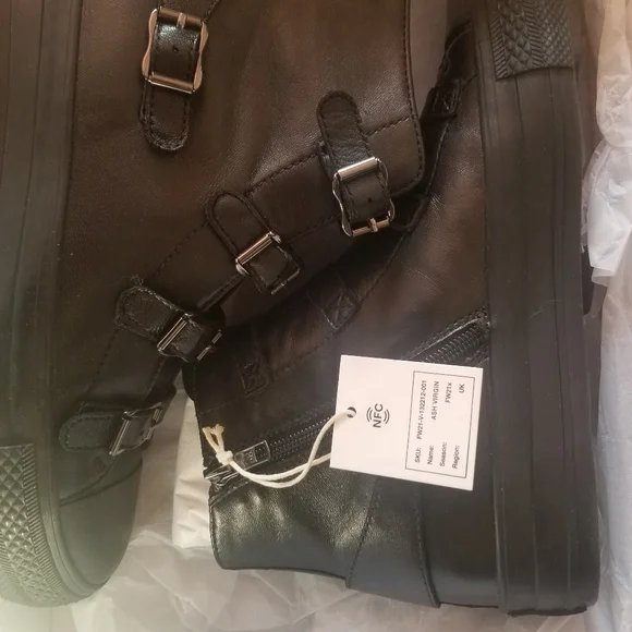 - ❤️Ash authentic women's leather black sneakers rare!!!NWT with black har… - Picture 3 of 12